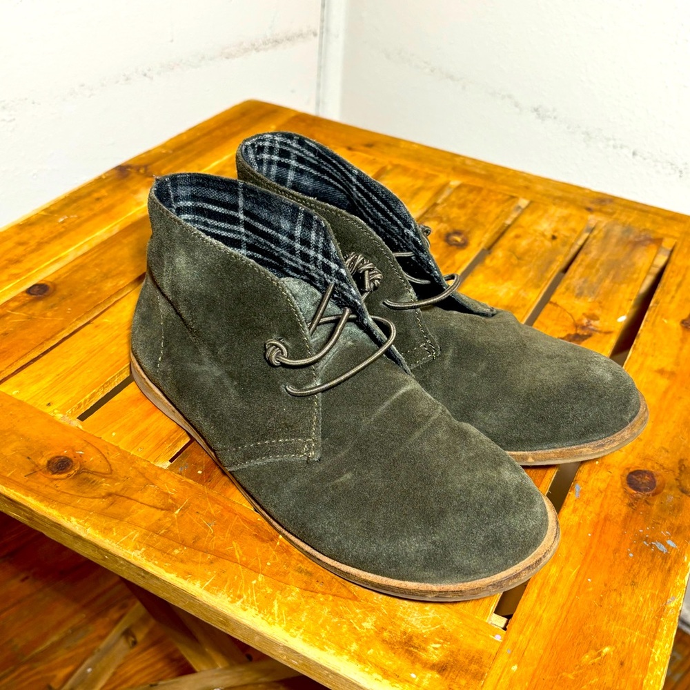 Lucky Brand Faux Suede Plaid Lined Ankle Boots